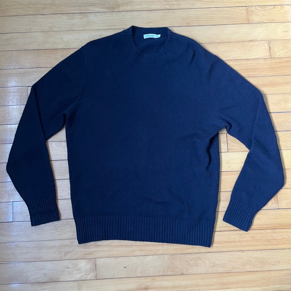 Suitsupply Mens Navy Blue Pure Cashmere Crewneck Sweater Made in Italy Size L